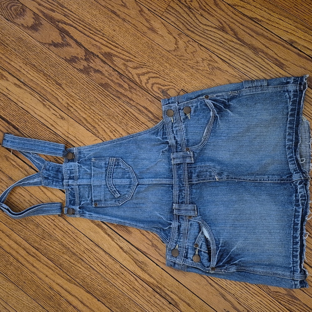 Denim Overall Mini Dress Juniors (5) nobo Stonewashed Blue Adjustable Straps